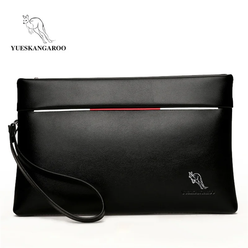 YUESKANGAROO Men's Handbag Business Clutch Bag Fashion Soft PU Leather Male Clip Bag Casual Hand Bag Wallet Travel Men Pouch 023