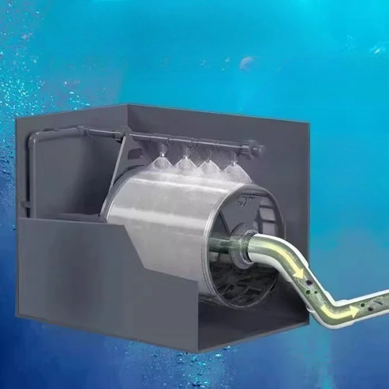 Fish Pond Filtration Equipment Backwashing Separation Of Fish And Feces Rotary Drum Circulation Microfiltration Machine