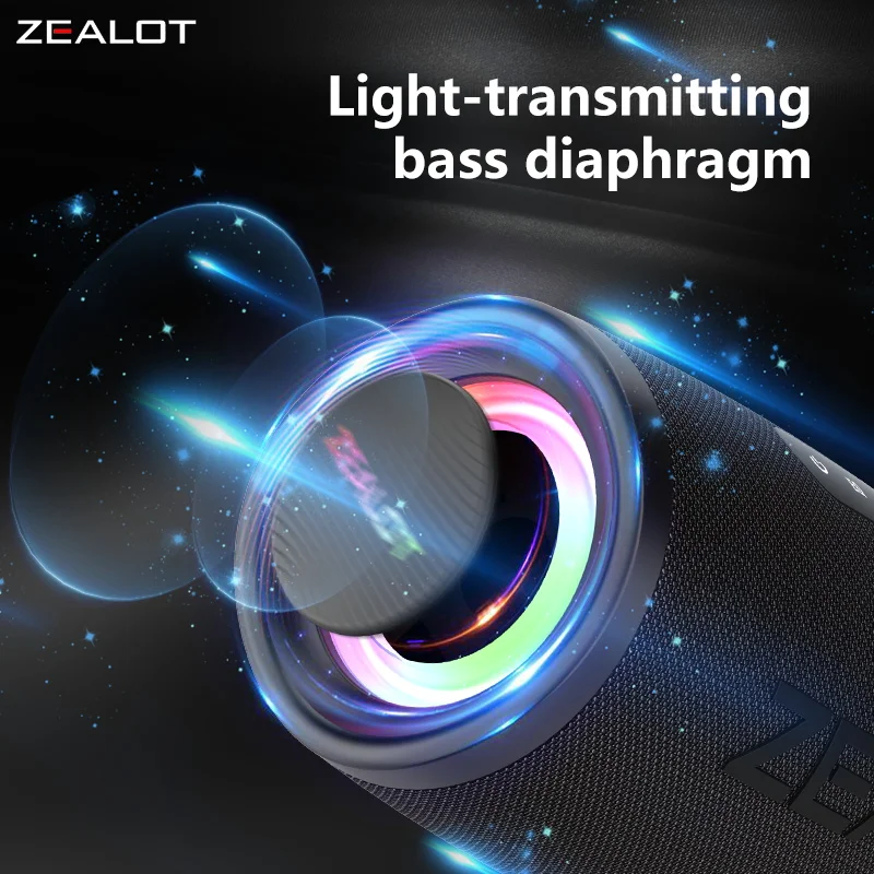 ZEALOT S56 40W Wireless Speakers, Waterproof IPX 5, Outdoor Portable Subwoofer Speaker, Hifi Sound quality,  8000mAh Battery.