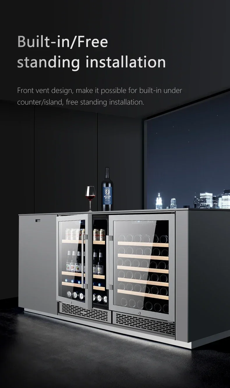 exquisite craftsmanship Wholesale Best Built-in Wine Refrigerator Double Zone Stainless Steel Display Wine Cooler