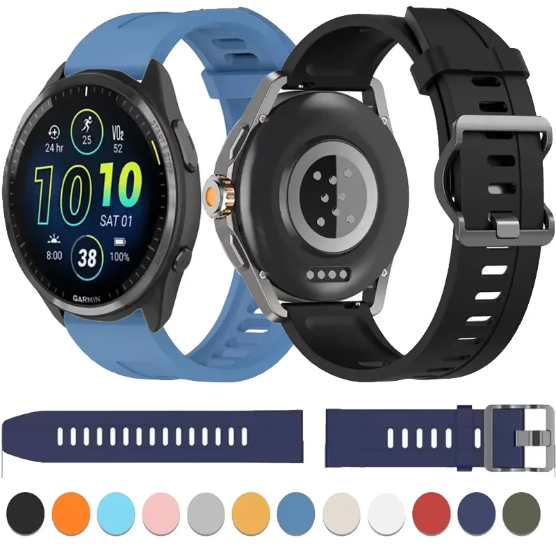 22mm Soft Silicone Strap For Garmin Forerunner 265 965 955 970 570 Bracelet Watchband For Garmin Venu 3/2 Vivoactive 6 5 correa