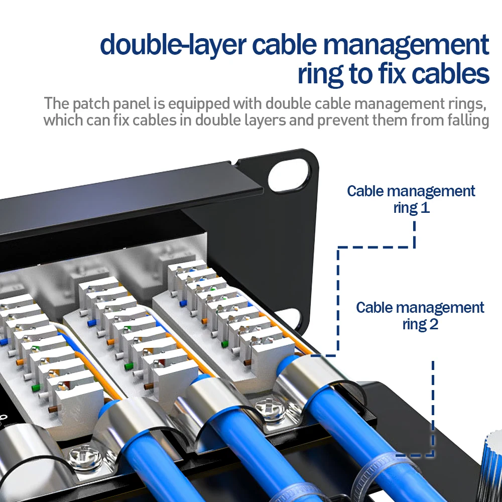 Natalink 24 Port CAT6A Shielded Patch Panel RJ45 CAT6A CAT6 CAT5E CAT5 Network Integrated Cable Organizer 1U 19-inch Patch Panel