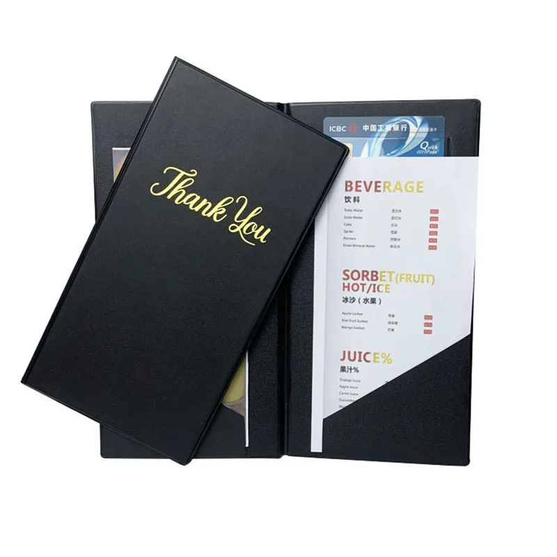 10PCS PVC Leather Restaurant Bill Holder With Inside Pockets