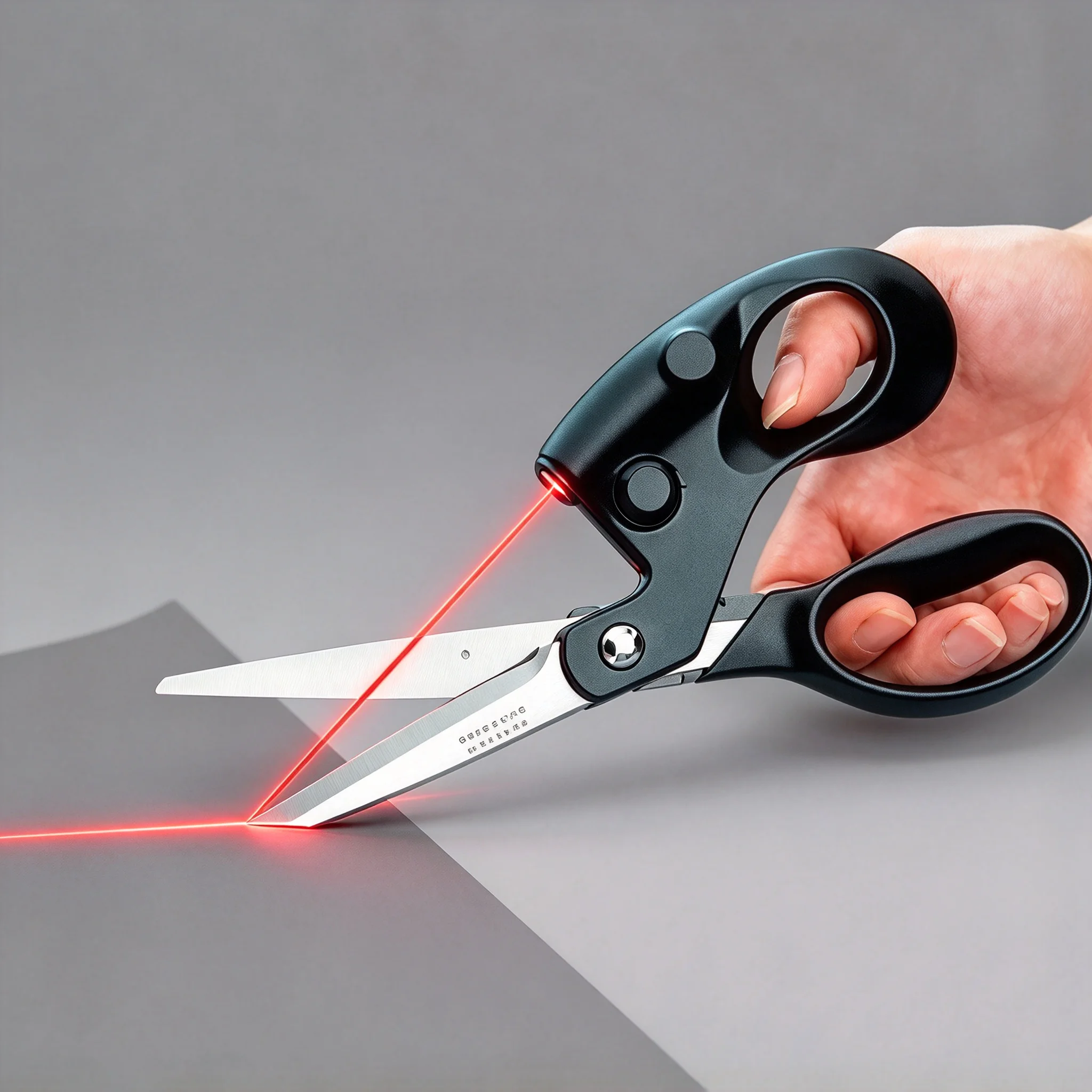 1pc Popular New Professional Laser Guided Scissors for Home Crafts Wrapping Gifts Fabric Sewing Cut Straight Fast Scissor Shear