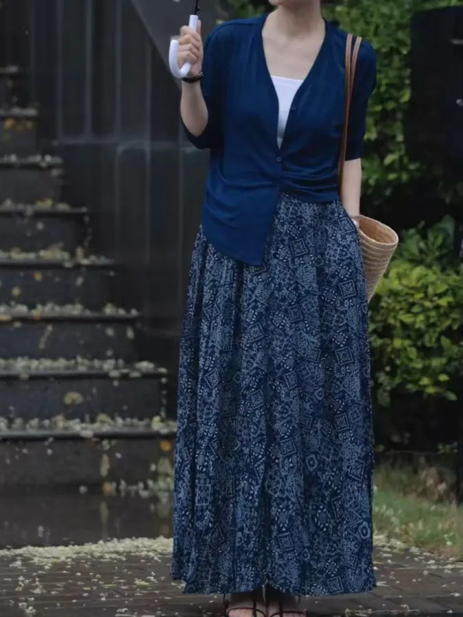 

Весна-лето 2022, юбка-зонтик трапециевидной формы с высокой талией, женские модные универсальные драпированные юбки, длинные юбки в стиле ретро