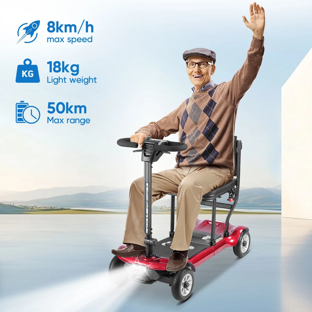 Ultra Light Weight 270W Brushless Motor Electric Scooter Cheap Compact Foldable Portable Lightweight Handicap Mobility Scooter