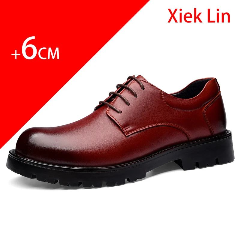 Mens heightening shoes Best selling Low heeled Casual Leather surface Waterproof Durable Thick sole Increase by 6 centimeters