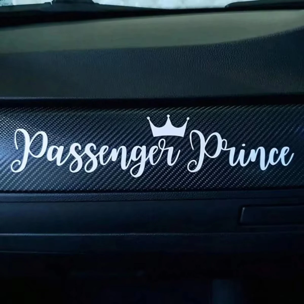 Passenger Princess Crown Cursive Letter Car Sticker, Sweet Interior Decor Decal For Car Dashboard