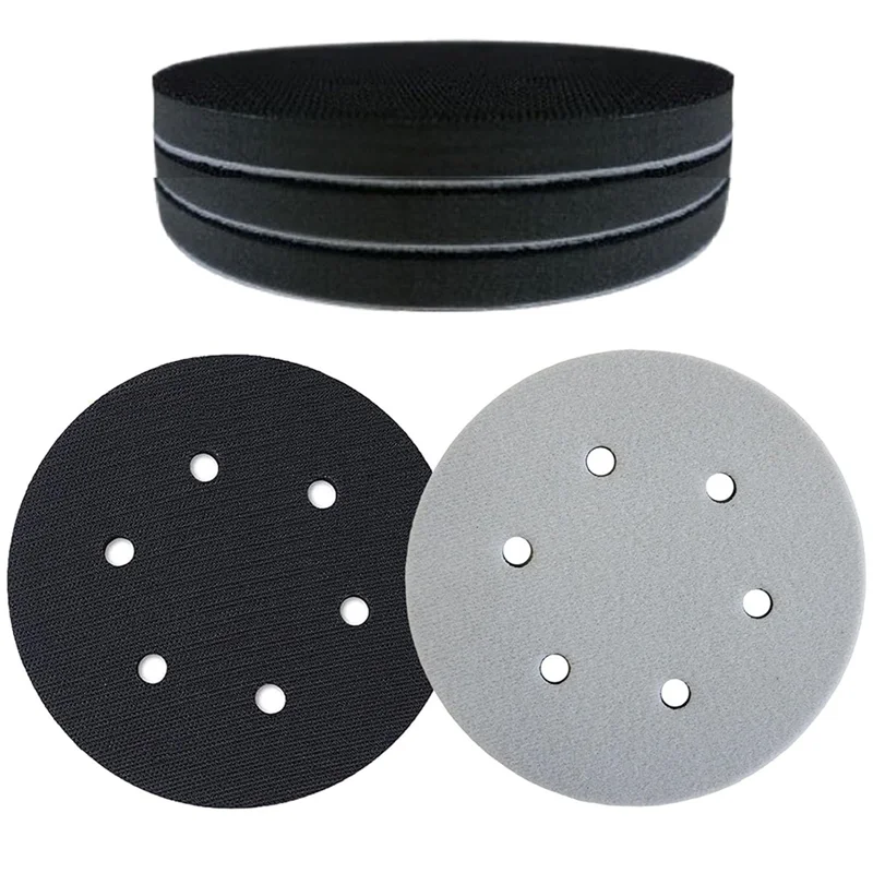 

AB11-5 Pack 6 Inch Interface Pads 6 Holes Hook And Loop Sponge Cushion Buffer Backing Pad Sanding Interface Pad For Orbital Sand