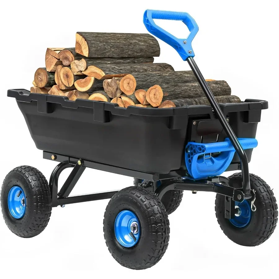 

800lb Garden Dump CartUtility Wagon Wheelbarrows with Quick-Release Systemand4 Pneumatic Tires Heavy Duty Yard Dump Wagon with