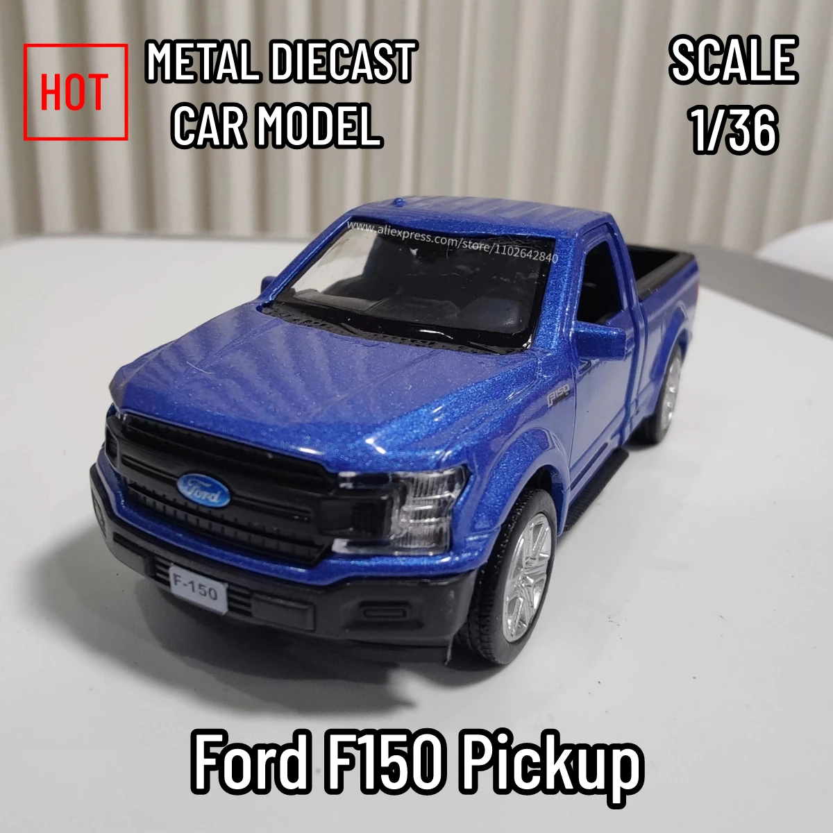 1:36 Metal Diecast Car Model Repilca Ford F150 Pickup Scale Miniature Collection Vehicle Hobby Kid Toy for Boy Xmas Gift