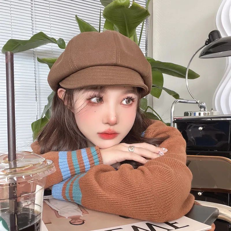 INS Japanese Woolen Spring Winter Women Newsboy Gatsby Cap Octagonal Hats Beret Ivy Visor Ladies British Hat Painter Caps 2022