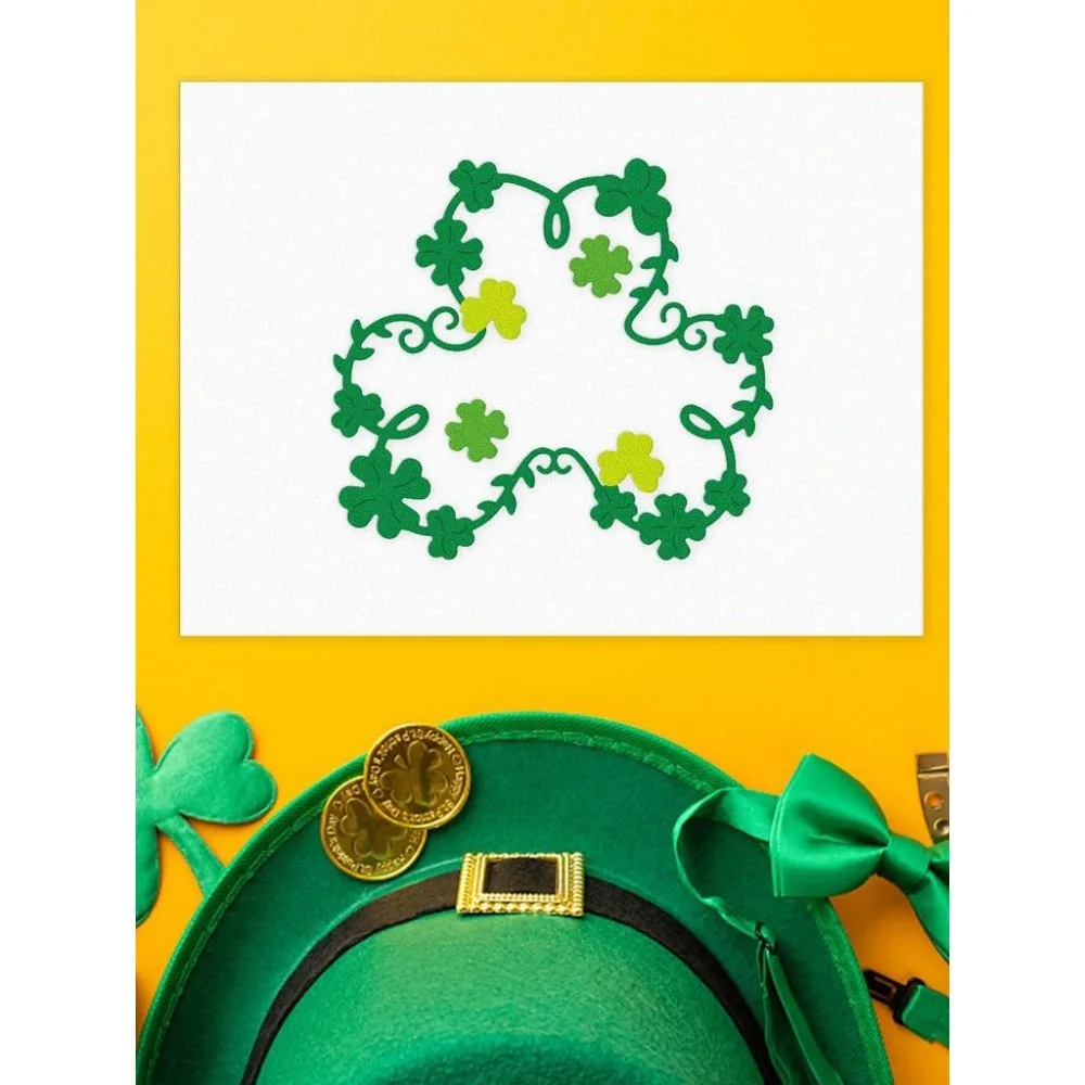 1Pc Wreath Clovers Cutting Dies Shamrock Carbon Steel Cutting Dies Stencils Scrapbooking Template for DIY Scrapbooking Photo