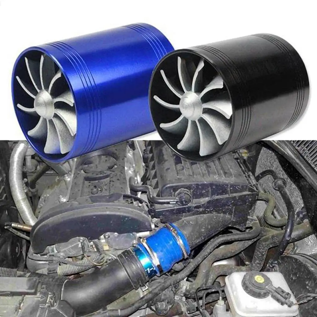 Double Turbine Air Intake Gas Fuel Saver Fan Universal Turbocharger Kit Super Charger for Vehicles