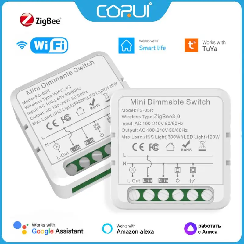 CORUI Tuya ZigBee WiFi Smart Dimmer Switch Module Breaker Alexa Alice Google Home Voice Timing Light Switch For Smart Life