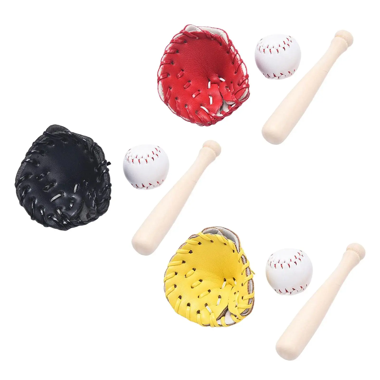 Miniature Baseball Pole Glove Model Micro Landscape Props Decor Sports Fitments