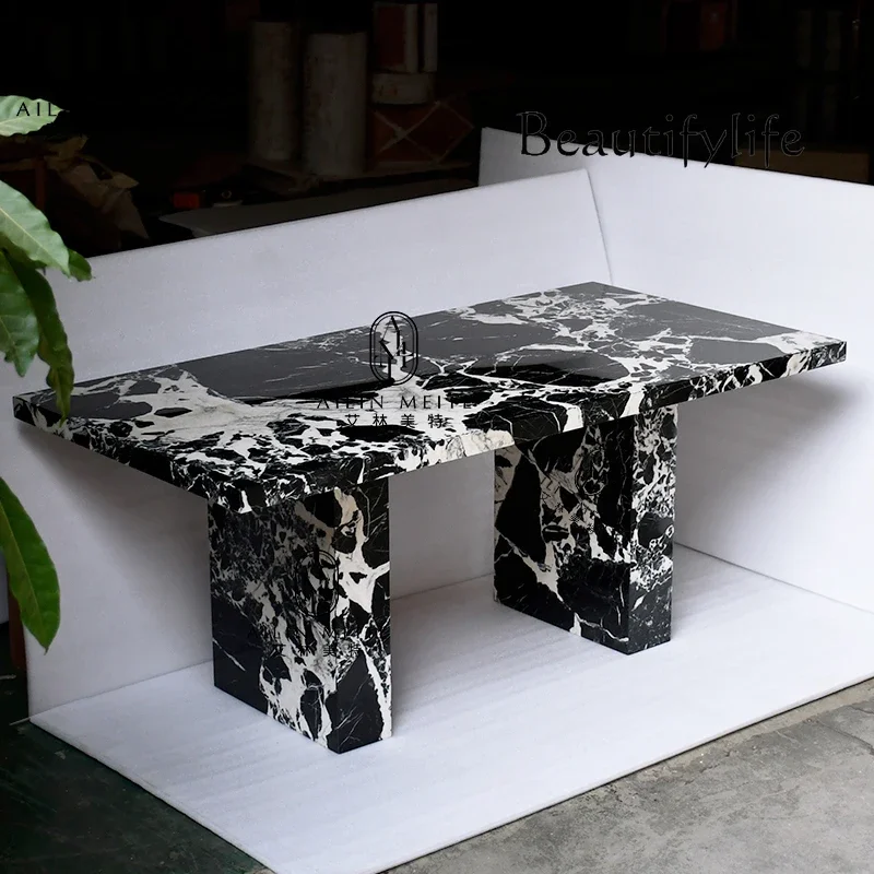N45 Italian light luxury natural marble dining table modern simple small apartment simple villa high-end rectangle