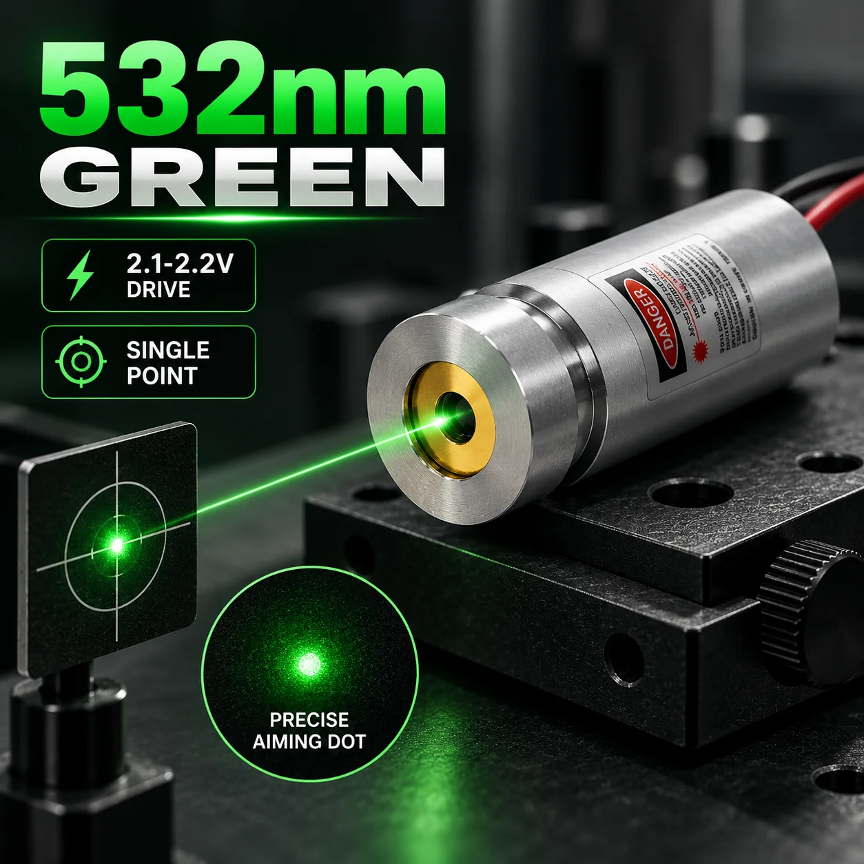 ZhonNa 532nm 35mW Green Laser Module 2.2V Copper Tire Wheel Alignment Positioning Aiming Detection Analysis Instrument Parts OEM