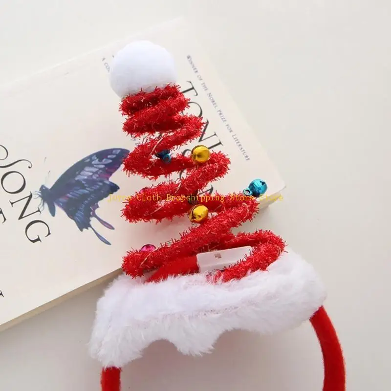 الأحمر شجرة عيد الميلاد أغطية الرأس الربيع عقال الكرتون حزب زي الشعر Accessori 10CD #5