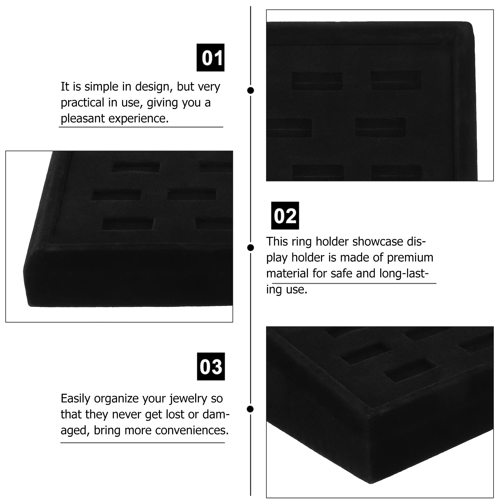 

Jewelry Organizer Ring Display Tray 18 Holes Practical Ring Holder Showcase for Store Home Desktop Jewelry Organizer