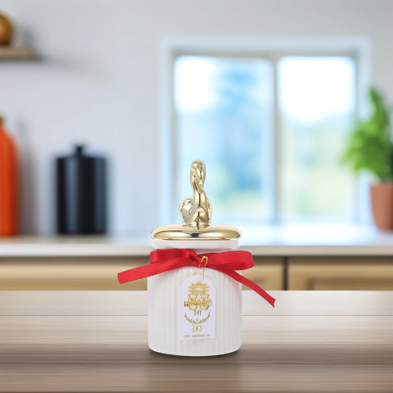 

Ceramic Storage Jar Multi-Function Decorative Cartoon Design Airtight Food Canister for Tea Candy Coffee Beans Kitchen