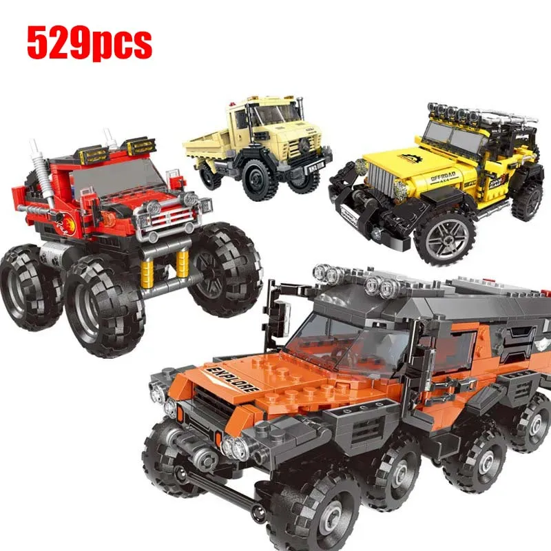 Technical Off-Road Adventure Wrangler Vehicle Building Block Jeep Super Car & Pickup TrucksBricks Kits Engineering Toys for Kid