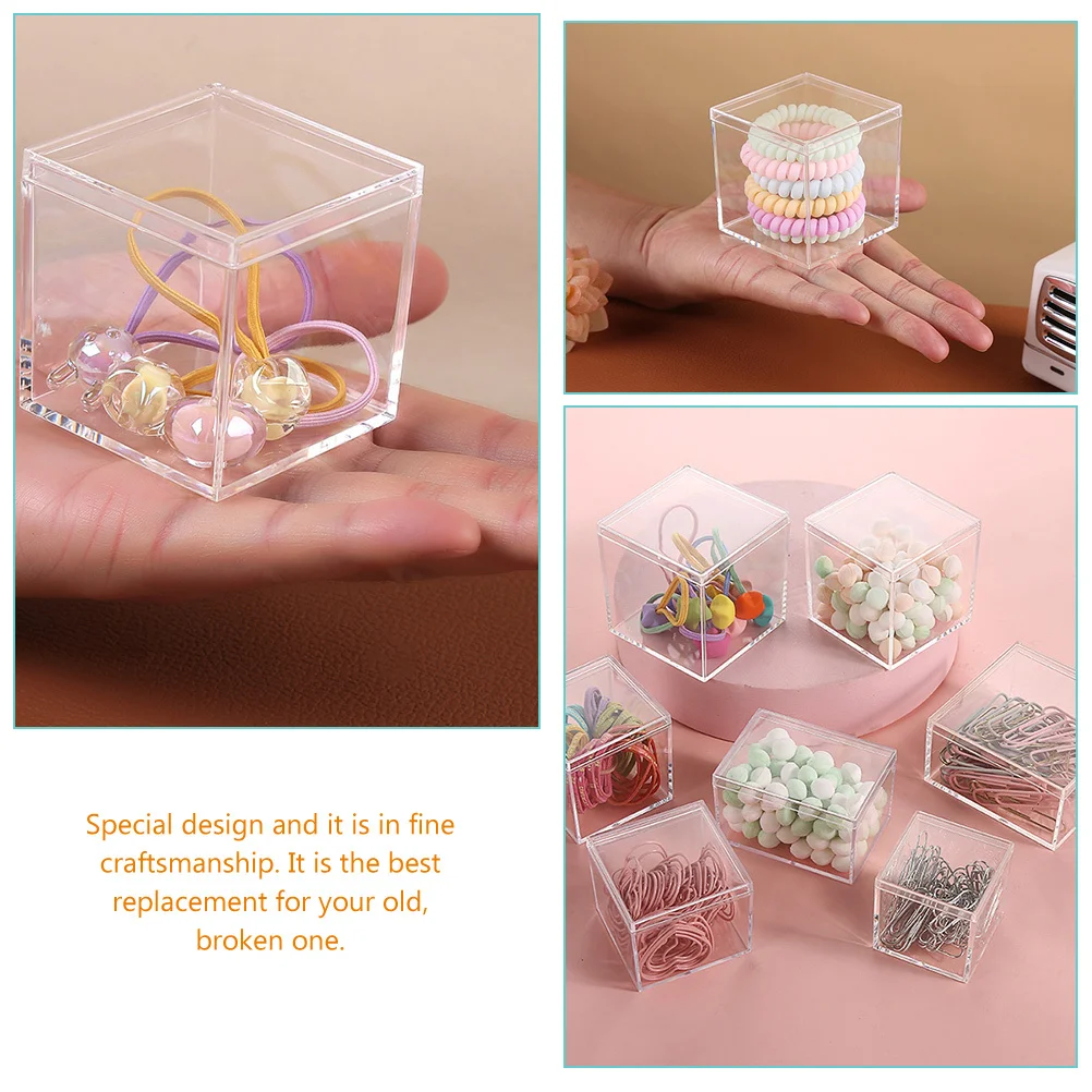 

12Pcs Display Storage Box 8.5cm Small Exquisite Plastic Display Case for Jewelry Art Craft Makeup Collectibles Showcase with Lid