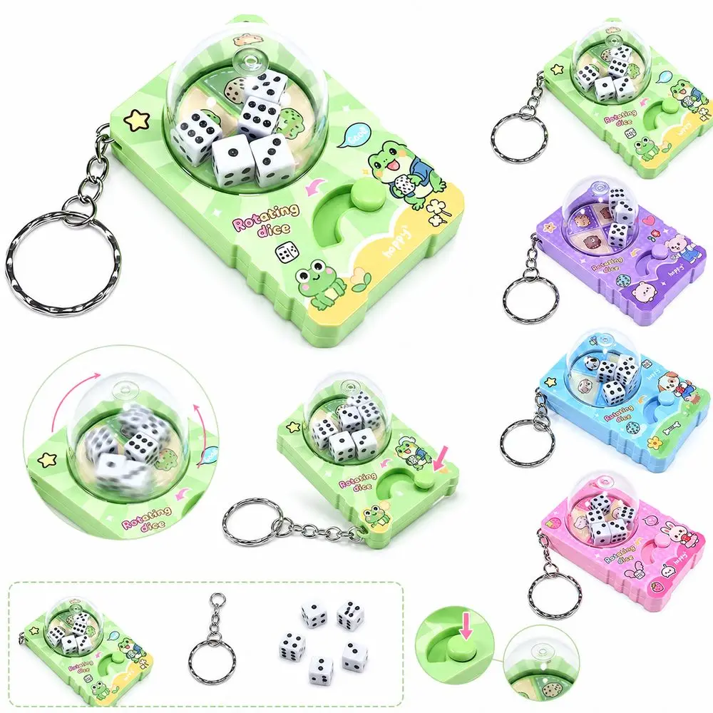 Mini Fidget Rotating Dice Keychain Press Button Rotating Dice Cartoon Keychain Plastic Cartoon Animal Bag Charm Party Favor