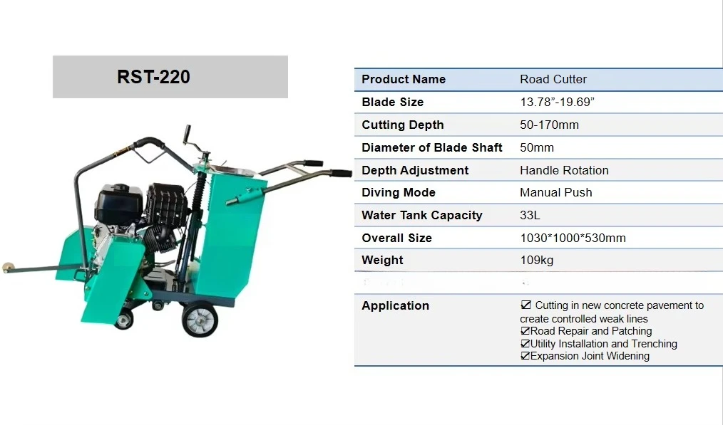 Concrete Road Cutter Machine Engine 50-170mm Cutting Depth Construction