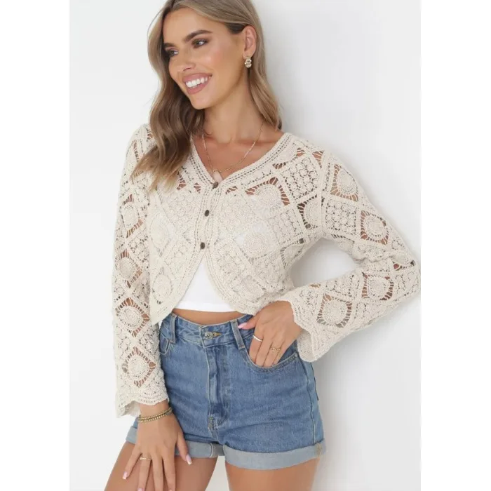 

High Waist ort Knitted Open Cardigan Women's Long Sve Sun Protection irt V-ne Polyester Fiber Straight Cut Sle