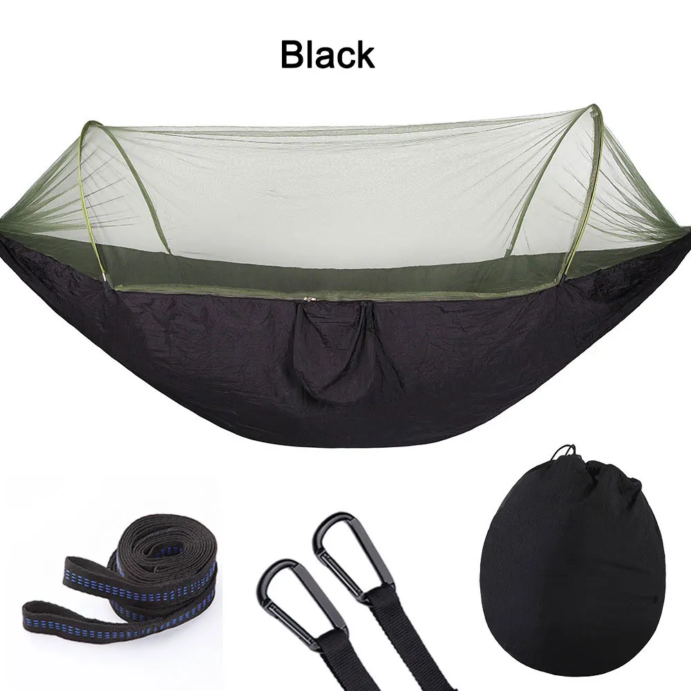 Automatic Quick-opening Mosquito Net Hammock Outdoor Camping Pole Hammock swing Anti-rollover Rocking Chair 290x140cm