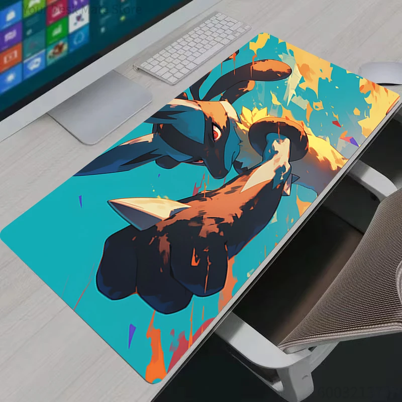 Lucario Mauspad, Gaming-Mauspad, Anime-PC-Zubehör, Mauspad, P-Pokemon, XXL-Matte, Gamer, große Schreibtischunterlage, erweiterte Schreibtischunterlage