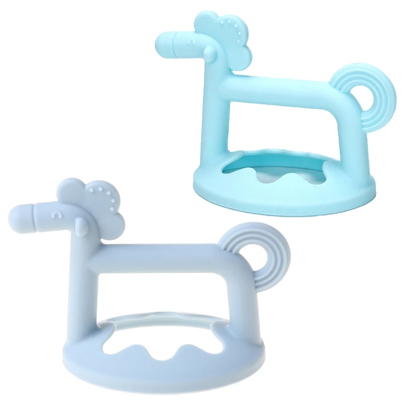 Bebê bebês contas silicone mordedor bonito 3d desenhos animados forma cavalo mastigável enfermagem mordendo chupeta