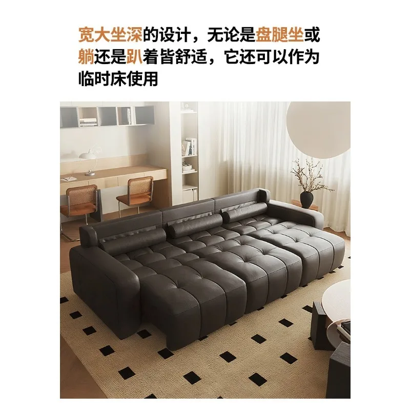 Simple electric size apartment living room Italian minimalist three-person function sofa bed integrated dual-use