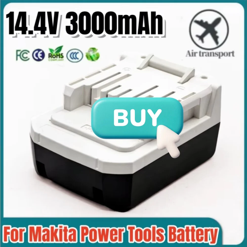

Rechargeable 14.4V Li-Ion Battery Compatible For Makita Models BL1415G BL1413G BL1460G DC18WA UH480D UH520D UM165D UR140D DMR106
