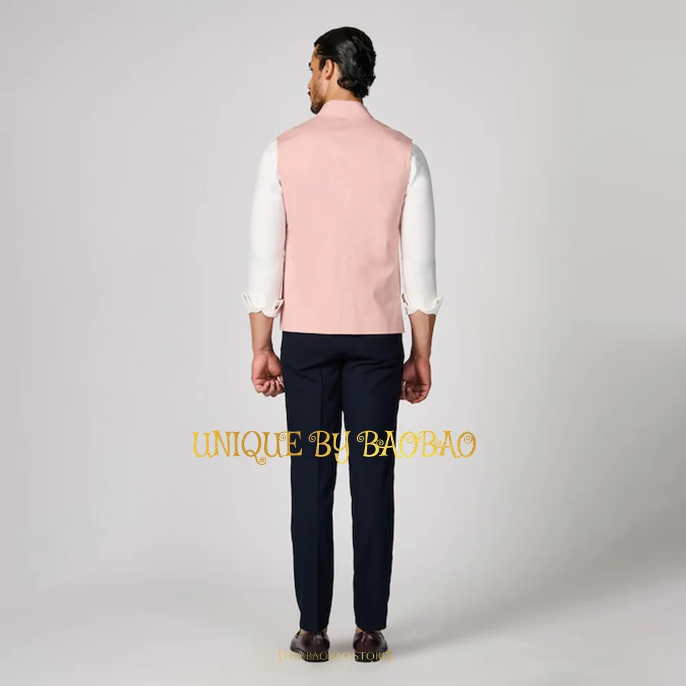 Men's 2-piece Suit (Waistcoat + Pants) Africa/Indian Style Pink Vest Formal Wedding Groom Cocktail Prom Ball Party Custom Attire