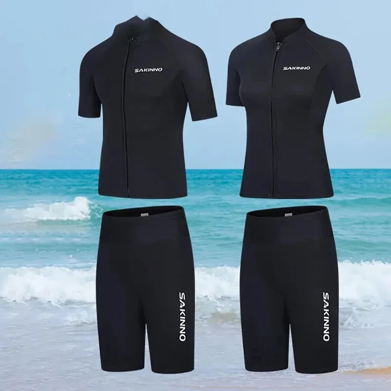 2MM Short Sleeve Wetsuit Couple Separation Snorkeling Suit Sun Protective for Scuba Diving Snorkeling Surfing Swimming