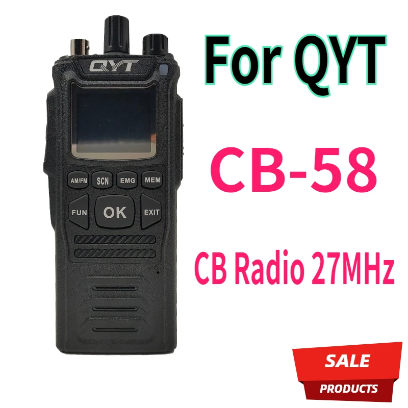 

CB Radio 27MHz For QYT CB-58 Walkie Talkie 26.965-27.405MHz FM AM Mode Citizen Band Radio CB58 4W High Power Handheld Radios