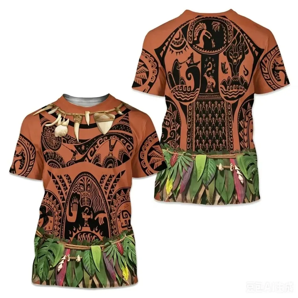 Moana Maui Tribal Tattoo Cosplay Herren T-Shirt 3D-Druck Sport Schnelltrocknend Atmungsaktiv Casual Halloween Party Sport Kurzarm-Shirt – Detail 2