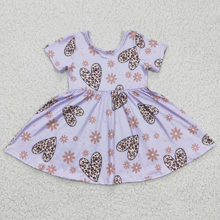 

Boutique Children Clothing Girls leopard heart print Valentine's dress