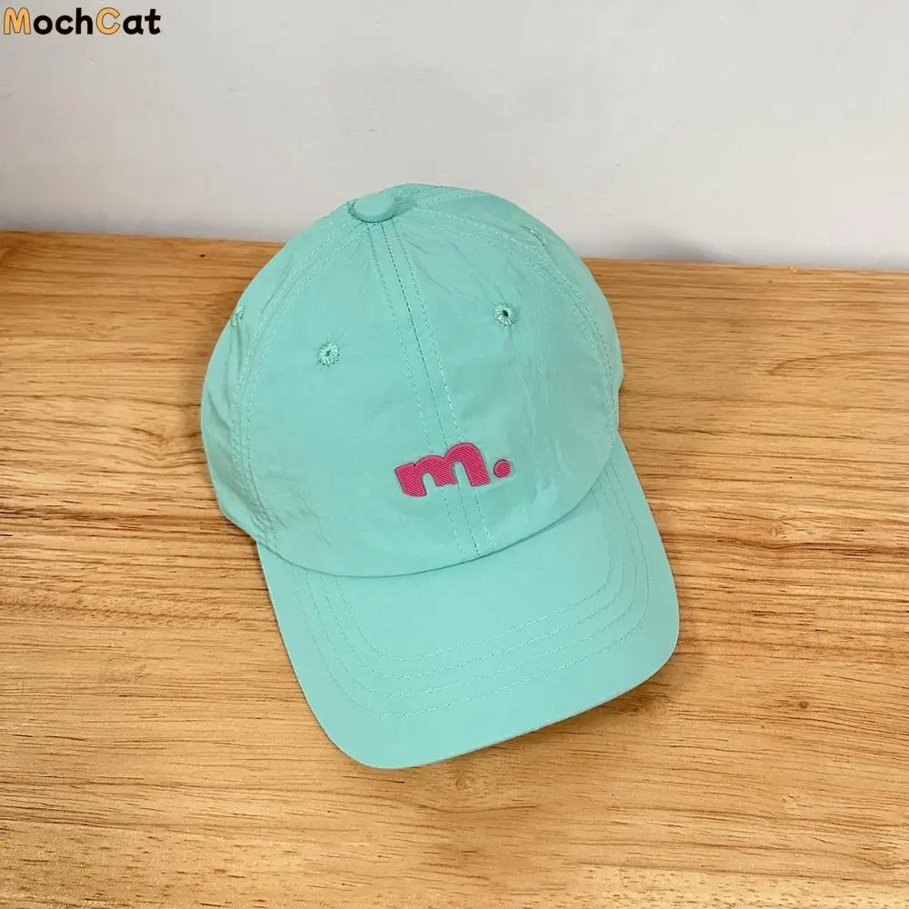 

Letter M Children Baseball Hat Embroiderey Breathable Quick Drying Sun Hat Sunscreen Candy Color Teenagers Peaked Cap Kids