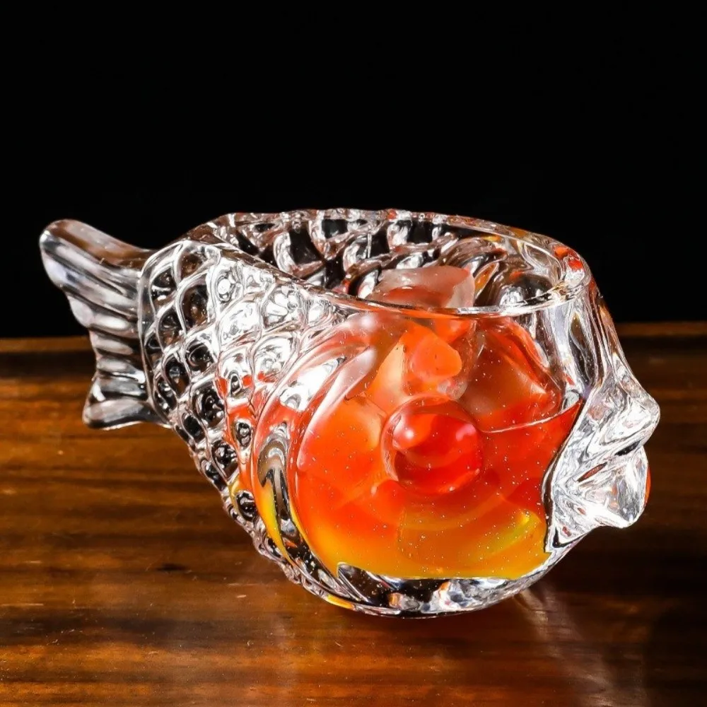 Creative 3D Pufferfish-shaped Glass Cup Thick Ice Cream Cup Fish-shaped Glass Transparent Lovely Wine Glass Party