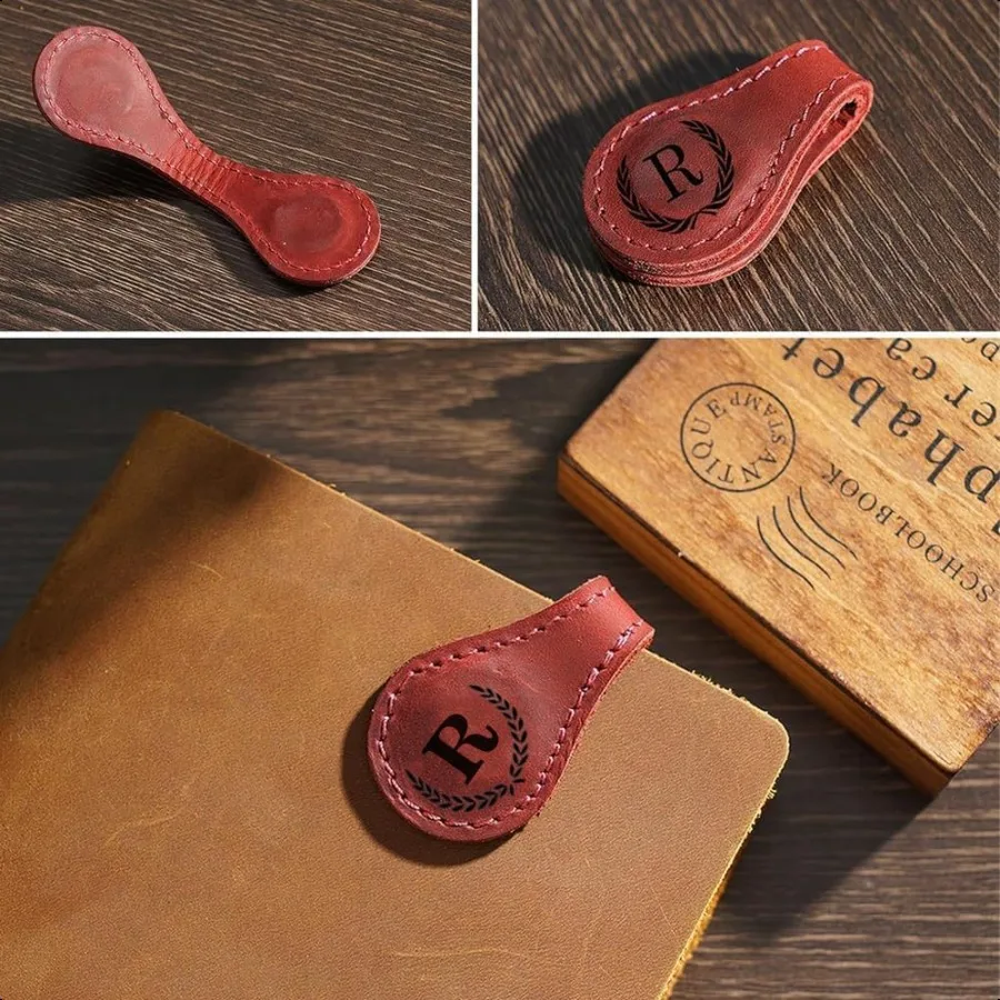 Personalized Magnetic Leather Bookmark 26 Letters Bookmark Customized Initial Bookmarks Multi Functional Bookmark Cute Bookmark