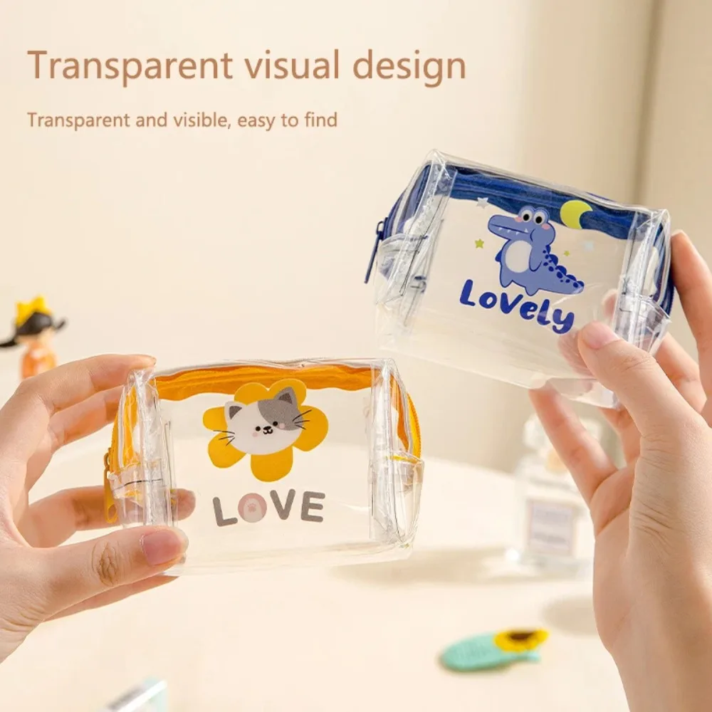 Cute PVC Mini Coin Bag Cartoon Transparent Clear Purse Waterproof Light Weight Portable Storage Bag