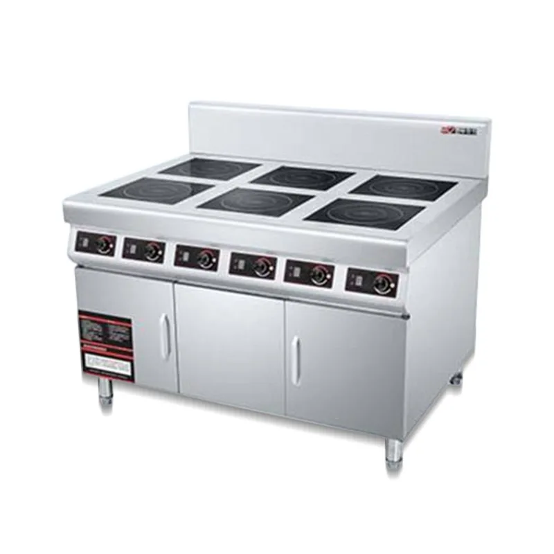 Huanxin - Cocina de Inducción Plana Comercial de Acero Inoxidable con Cuatro Quemadores y Seis Cabezas, Multifunción, para Ollas de Barro