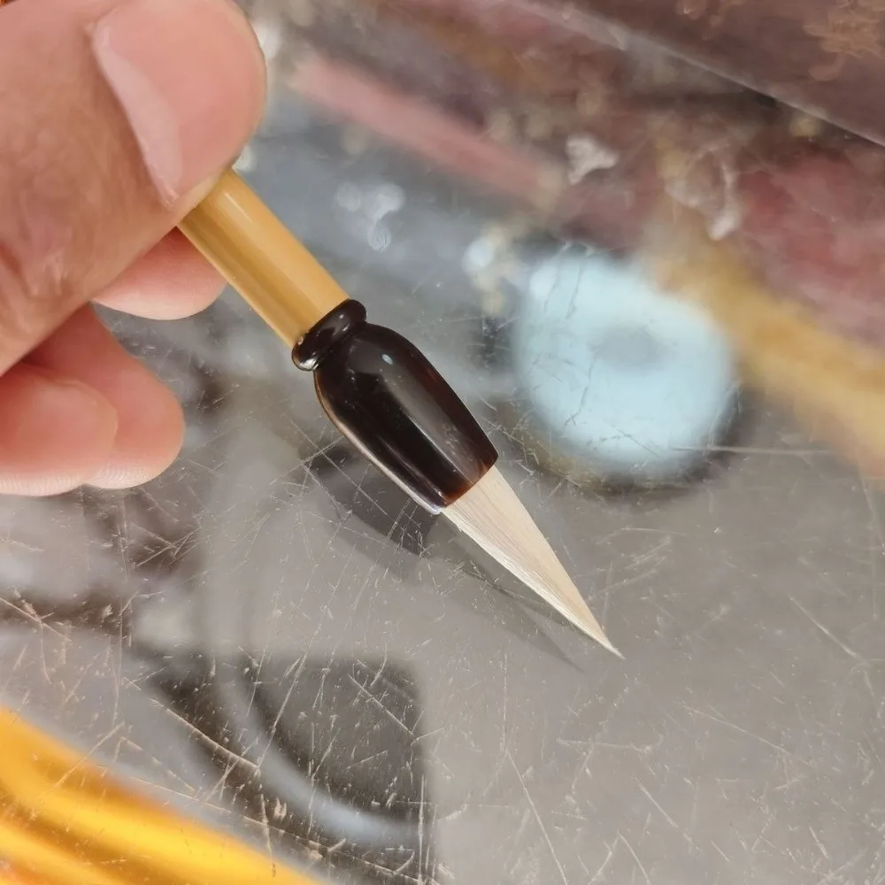 Portable Mini Chinese Calligraphy Brush Bamboo Handle 9cm Size Pocket Size Writing Brush Reusable Beginner-Friendly