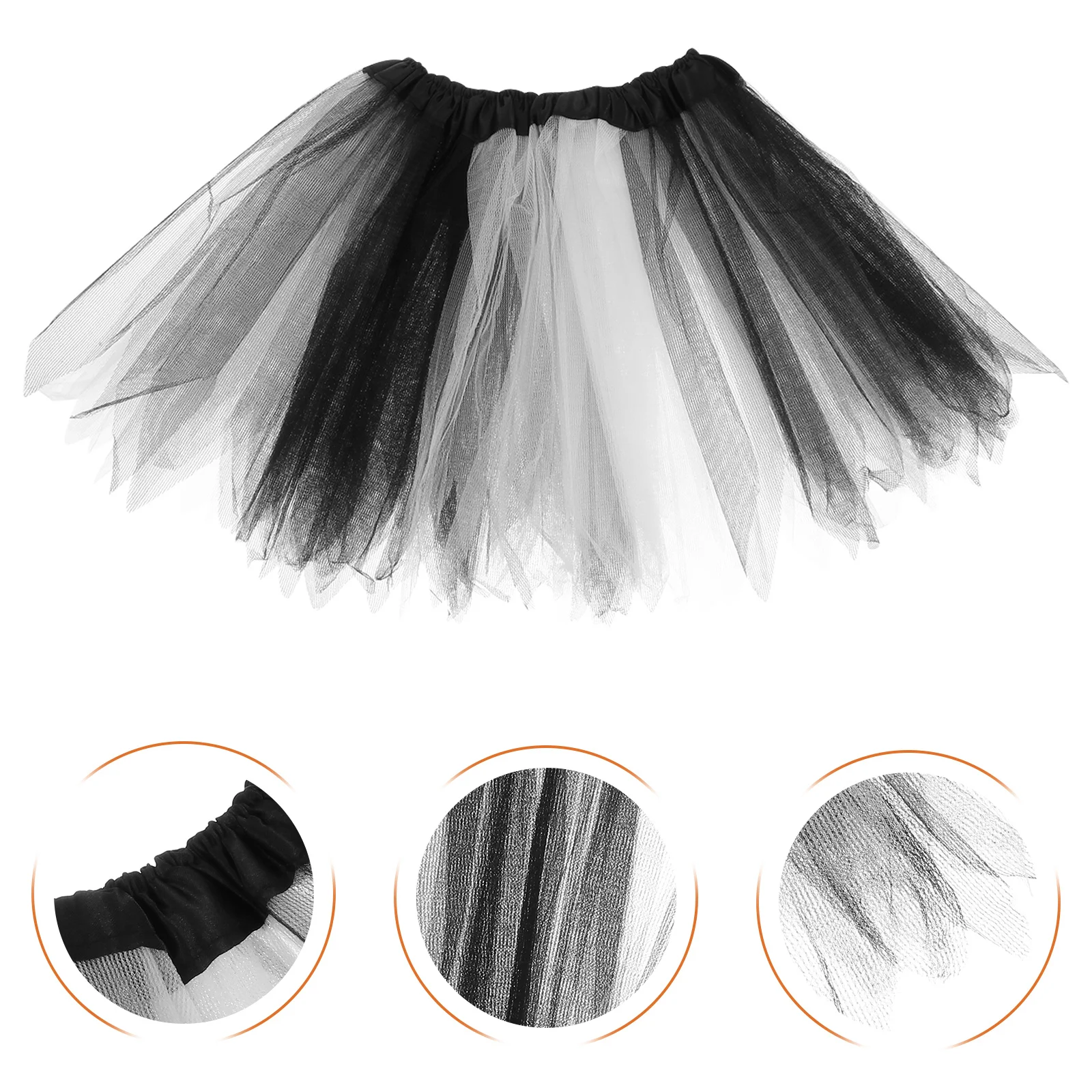 1 قطعة توتو أسود أبيض للأطفال تول فتاة حفلة الرقص عيد ميلاد زي جميل توتو تنورة فقاعة تنورة للأطفال