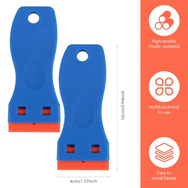 ABXF-4 шт. пластиковый скребок с лезвием бритвы и 200 лезвий, инструмент для удаления этикеток для наклеек, прокладок и красок на окне