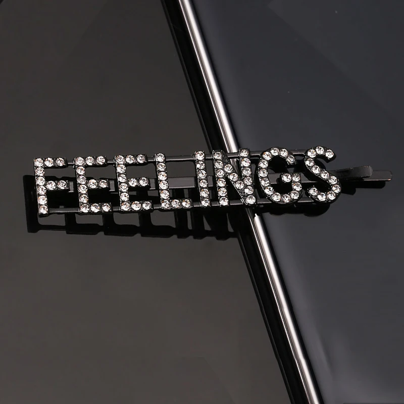 1PC Shining Letter Hair Clips For Women Jewelry Silver Color Message " LOVE " Clear Rhinestone 7cm