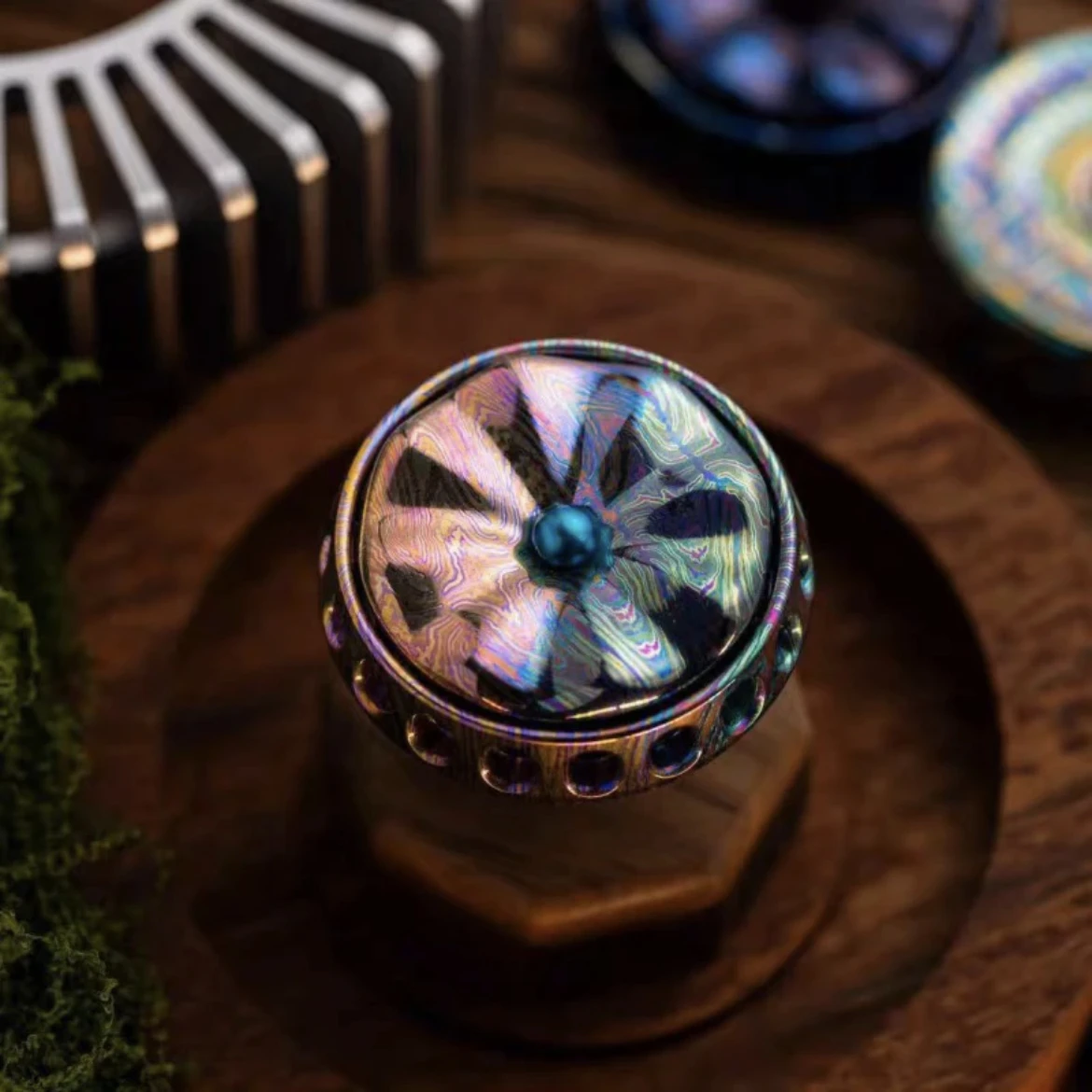 ดอกไม้ที่เก็บรักษาไว้แบบพกพา EDC Fidget Spinner Slider ไทเทเนียมโลหะของเล่นป้องกันความเครียด Sensory ADHD Fidgeting ของเล่นเดสก์ท็อปเครื่องประดับ